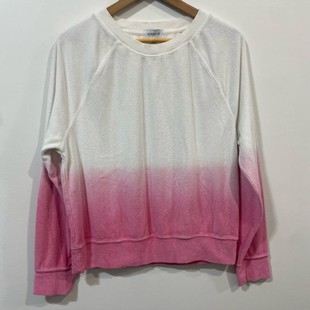 Evereve Shawna Dip Dye Pink White Gradient Terry Cloth Sweatshirt Fall Size M